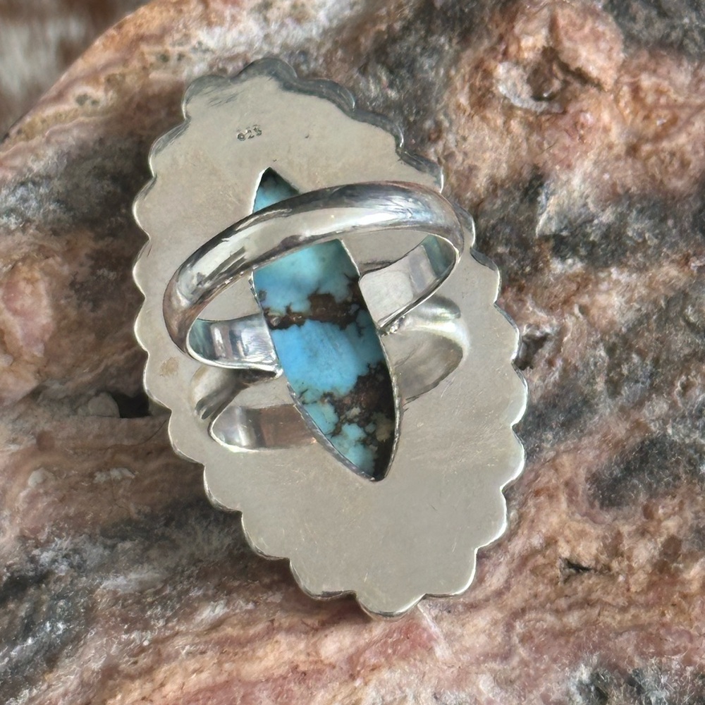 Golden Hills Turquoise Southwestern Sterling Silver Ring - Picture 6 of 7